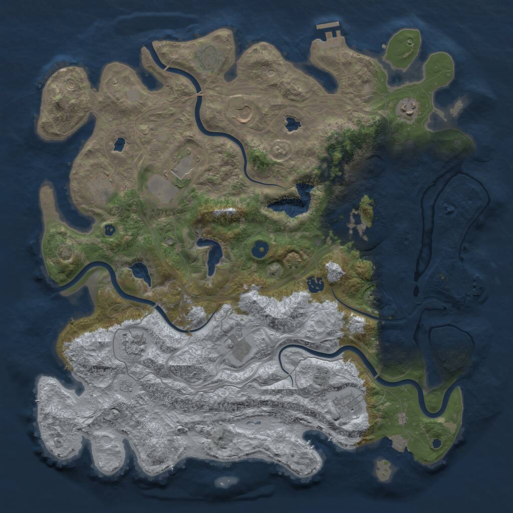 Rust Map: Procedural Map, Size: 4500, Seed: 762852, 17 Monuments