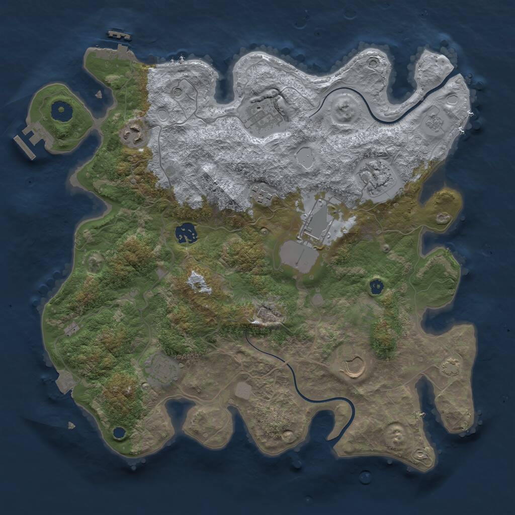 Rust Map: Procedural Map, Size: 3600, Seed: 47233, 14 Monuments
