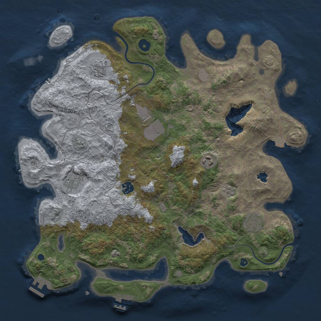 Rust Map: Procedural Map, Size: 4000, Seed: 28072671, 13 Monuments