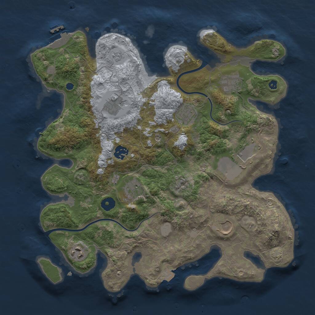 Rust Map: Procedural Map, Size: 3500, Seed: 513129313, 13 Monuments