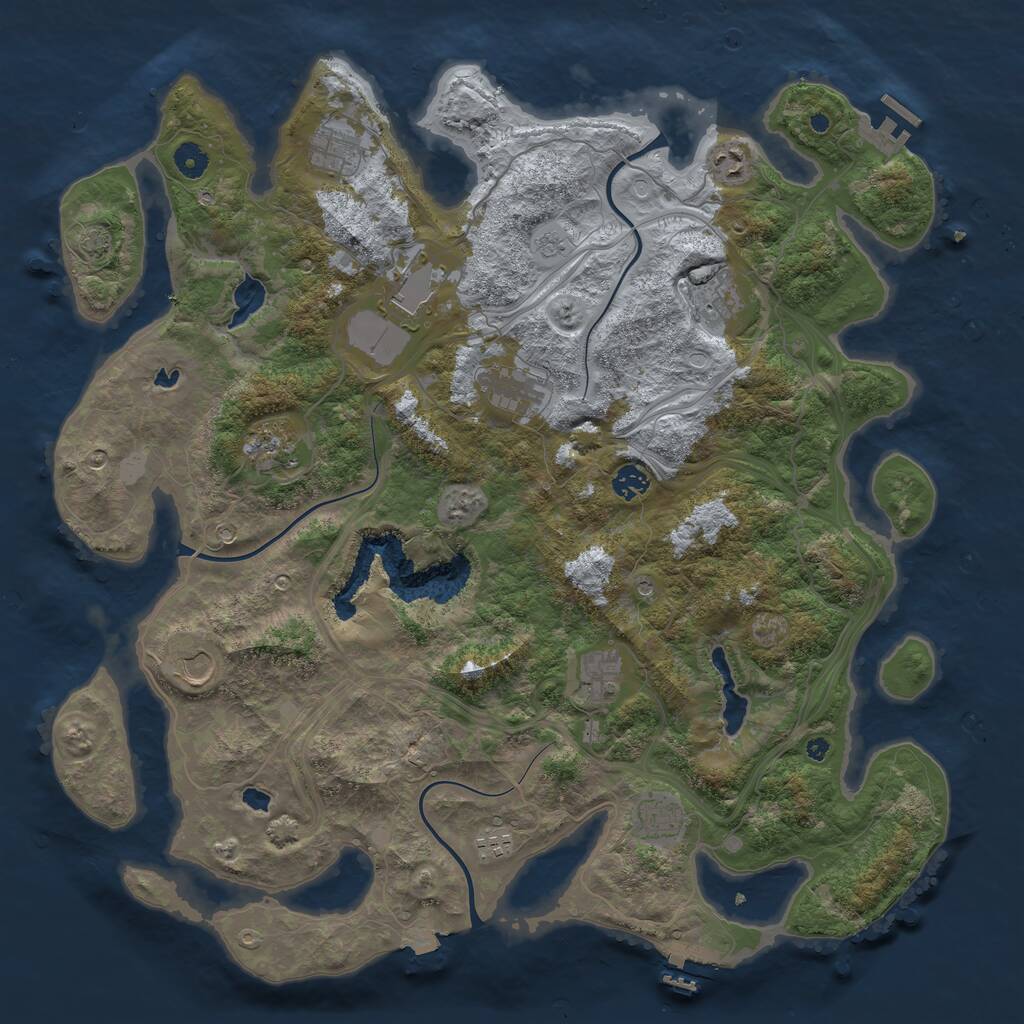 Rust Map: Procedural Map, Size: 4500, Seed: 1991882876, 17 Monuments