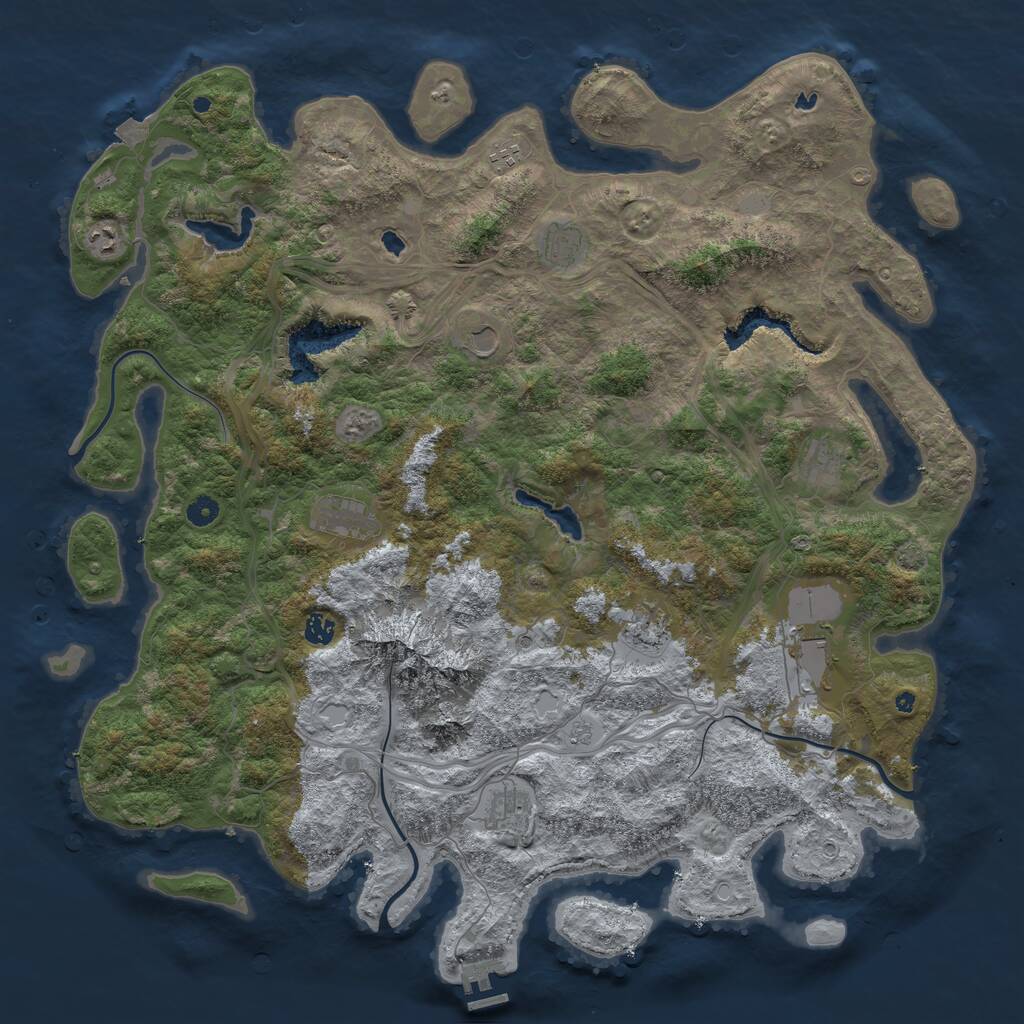 Rust Map: Procedural Map, Size: 5000, Seed: 34332, 15 Monuments