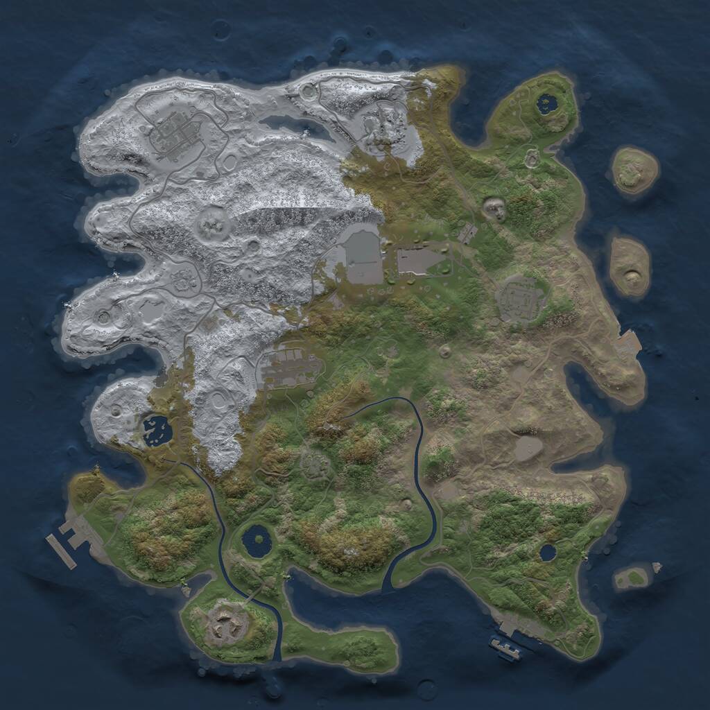 Rust Map: Procedural Map, Size: 3500, Seed: 17762, 13 Monuments