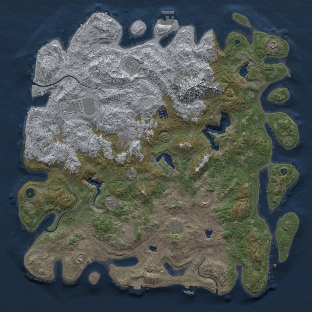 Rust Map: Procedural Map, Size: 5000, Seed: 1041963125, 16 Monuments