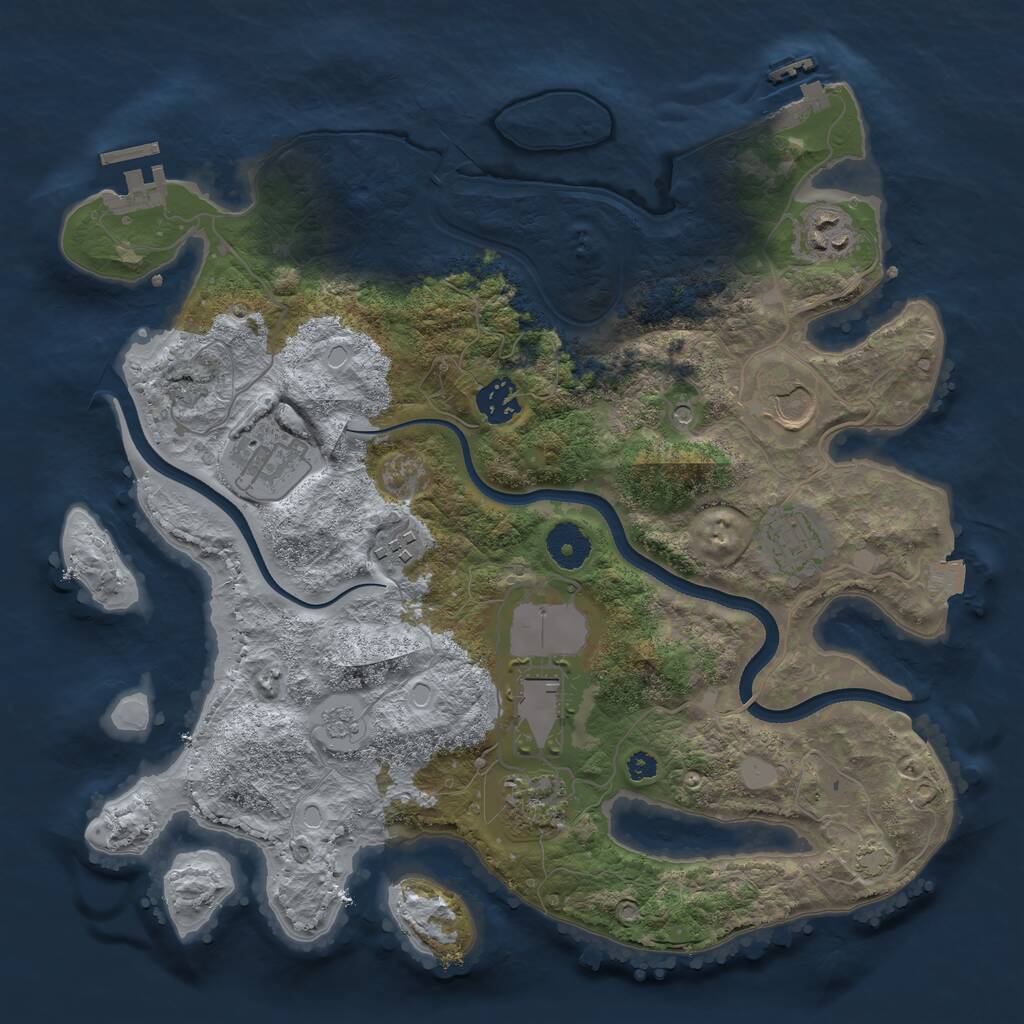 Rust Map: Procedural Map, Size: 3500, Seed: 2137715885, 14 Monuments