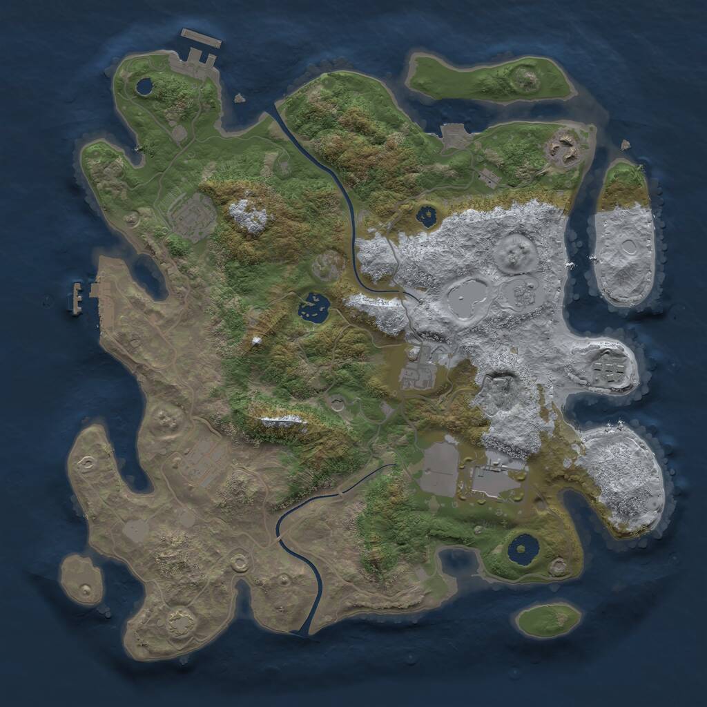 Rust Map: Procedural Map, Size: 3500, Seed: 24903356, 13 Monuments