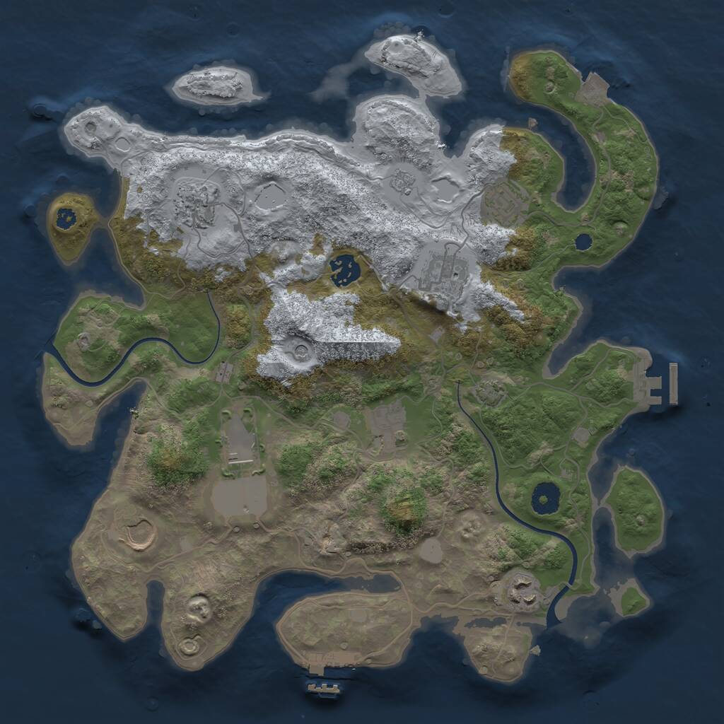 Rust Map: Procedural Map, Size: 3500, Seed: 1546836136, 14 Monuments