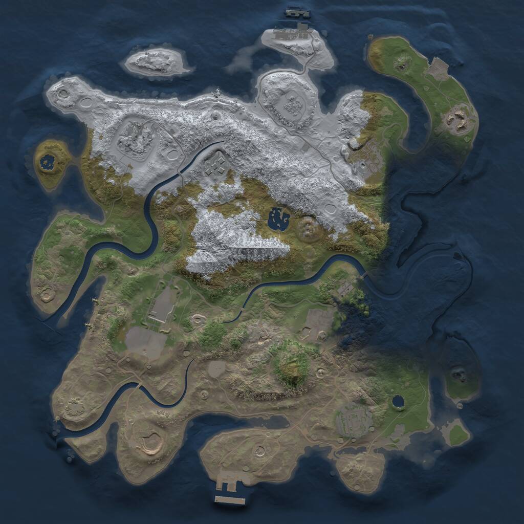 Rust Map: Procedural Map, Size: 3500, Seed: 1546836136, 15 Monuments