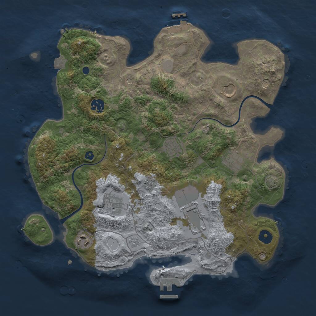 Rust Map: Procedural Map, Size: 3500, Seed: 128376876, 14 Monuments