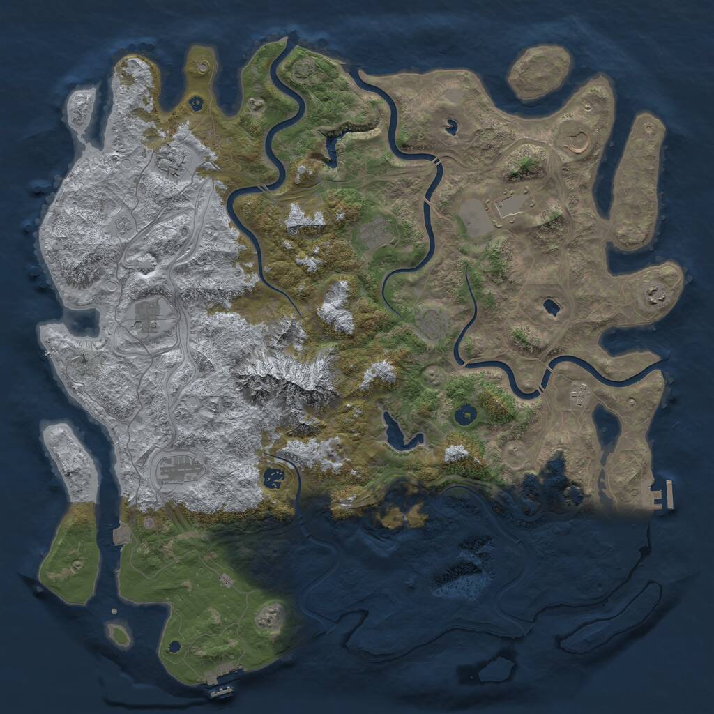 Rust Map: Procedural Map, Size: 5000, Seed: 20966731, 16 Monuments