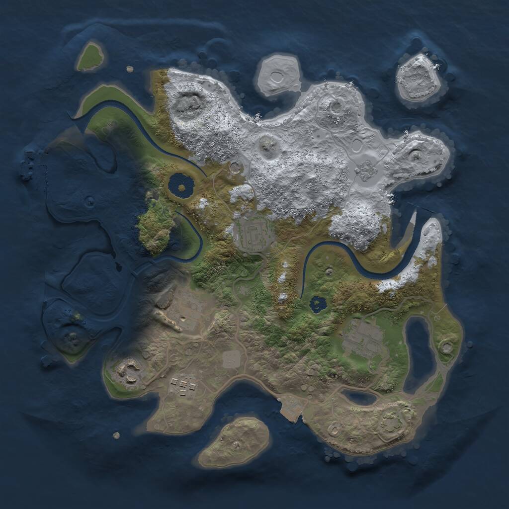 Rust Map: Procedural Map, Size: 3000, Seed: 2760981, 10 Monuments