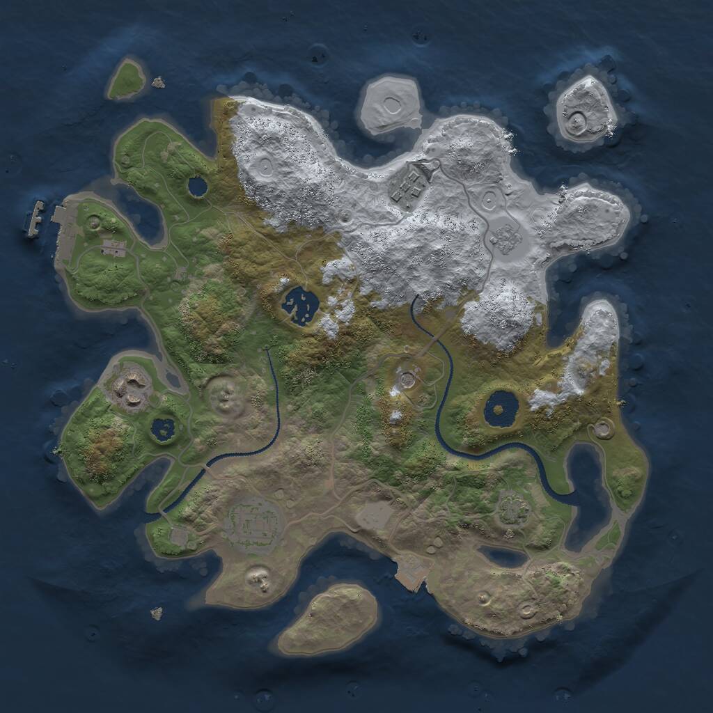 Rust Map: Procedural Map, Size: 3000, Seed: 2760981, 9 Monuments