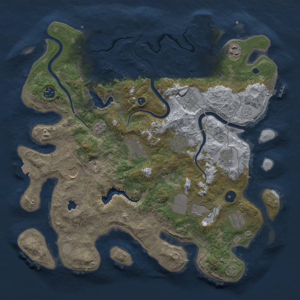 Rust Map: Procedural Map, Size: 4000, Seed: 123424, 16 Monuments