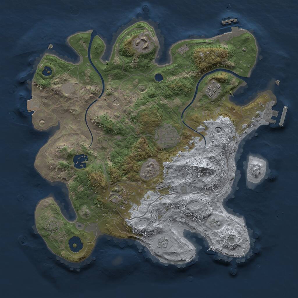 Rust Map: Procedural Map, Size: 3000, Seed: 2144996860, 11 Monuments