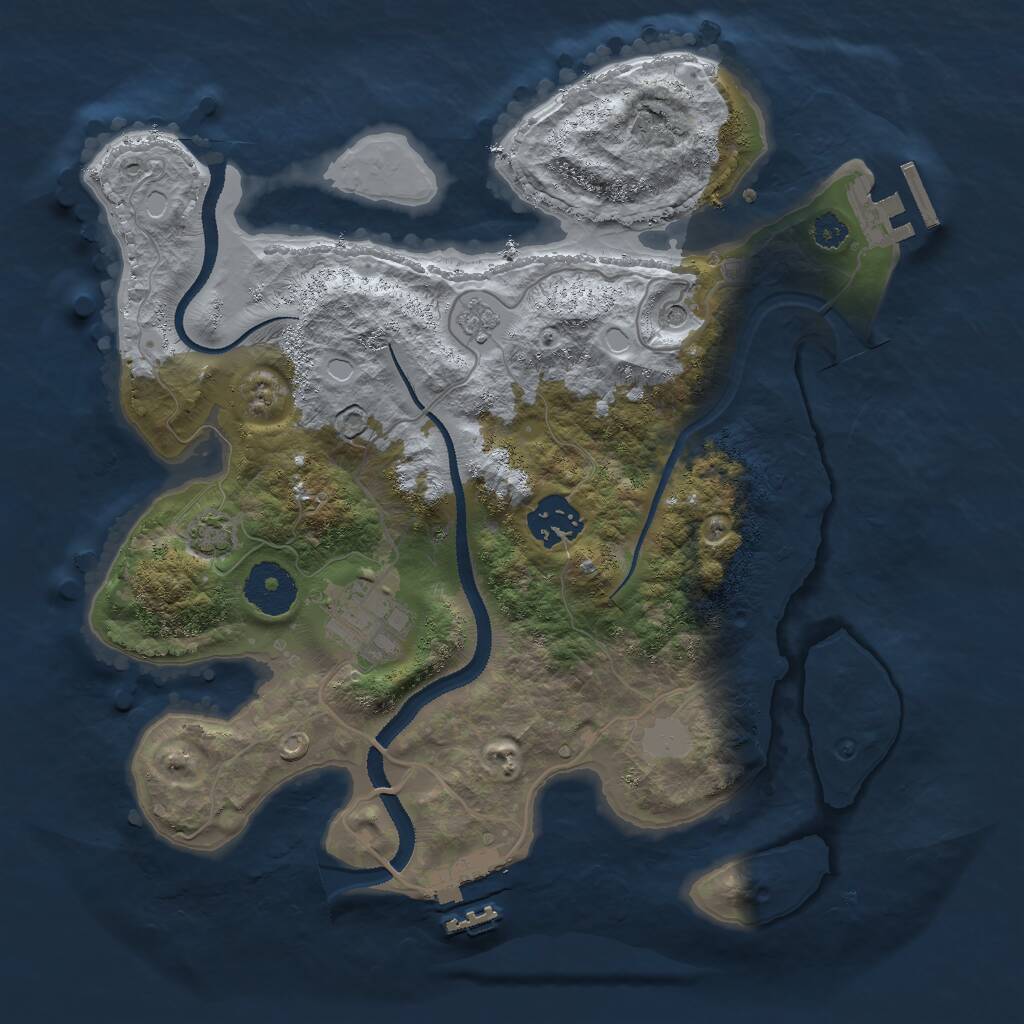 Rust Map: Procedural Map, Size: 3000, Seed: 710827643, 8 Monuments