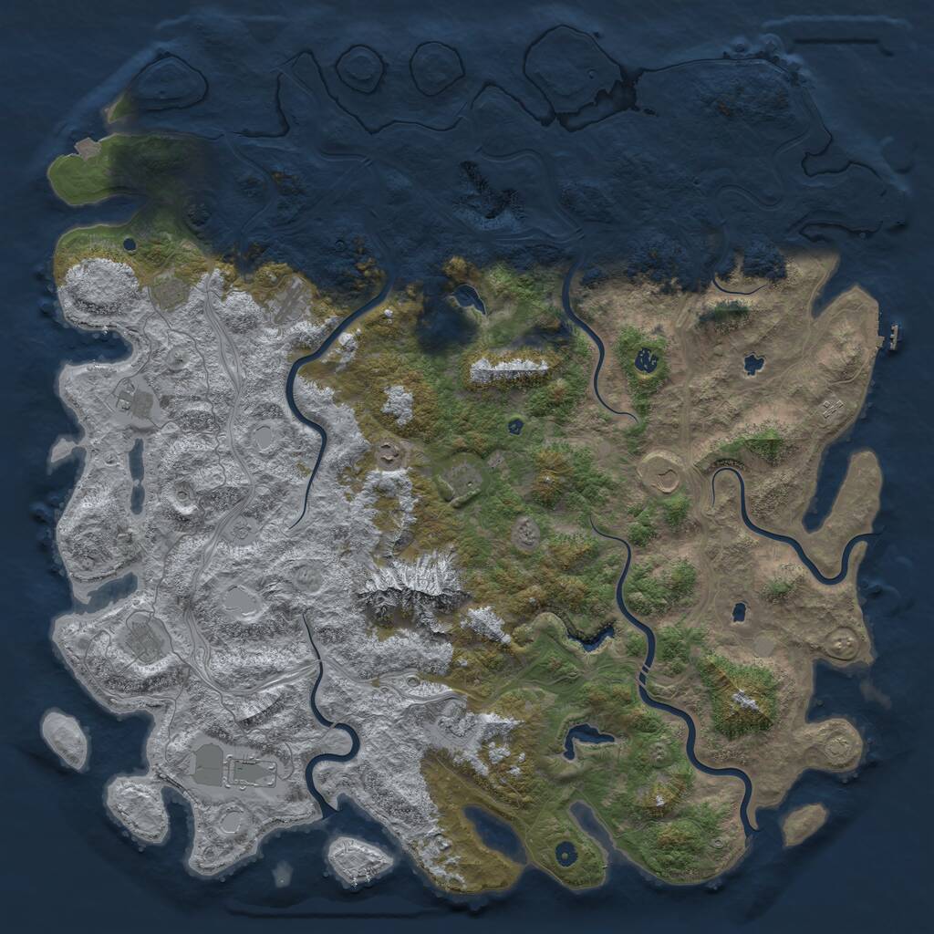 Rust Map: Procedural Map, Size: 6000, Seed: 1071812103, 17 Monuments