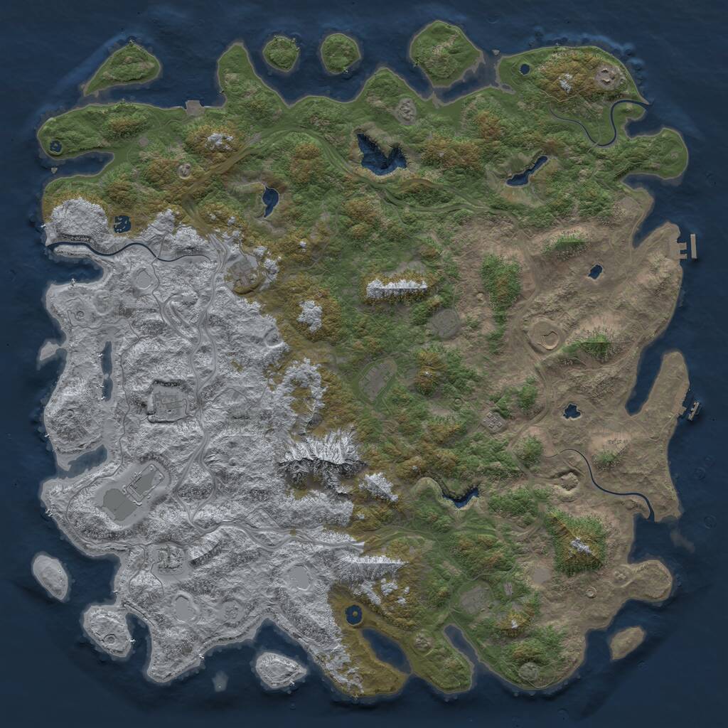 Rust Map: Procedural Map, Size: 6000, Seed: 1071812103, 17 Monuments