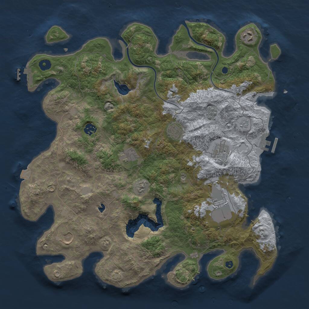 Rust Map: Procedural Map, Size: 4000, Seed: 853645228, 14 Monuments