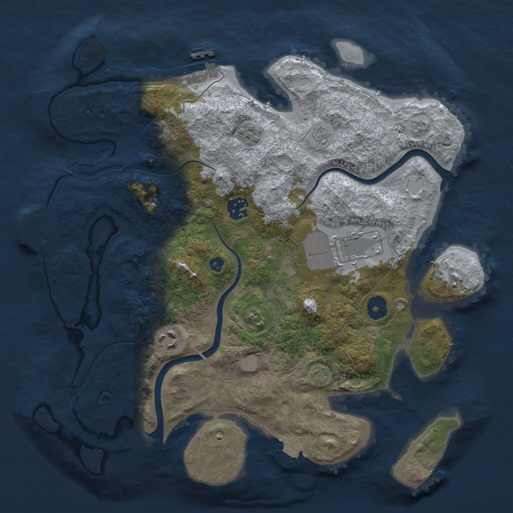 Rust Map: Procedural Map, Size: 3500, Seed: 2147469420, 10 Monuments