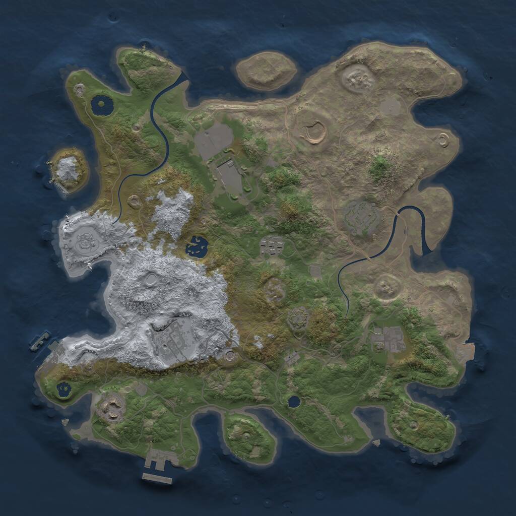 Rust Map: Procedural Map, Size: 3500, Seed: 41024008, 14 Monuments