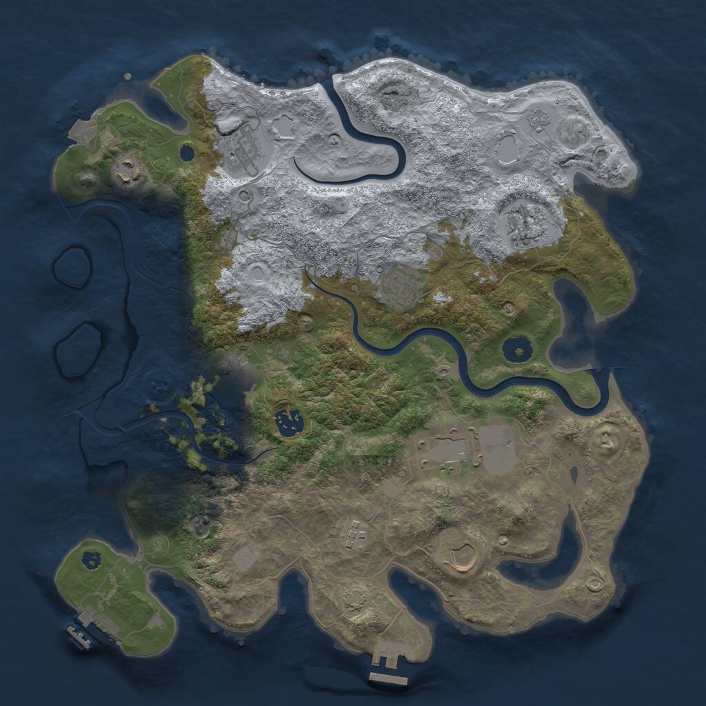 Rust Map: Procedural Map, Size: 3750, Seed: 51243222, 17 Monuments