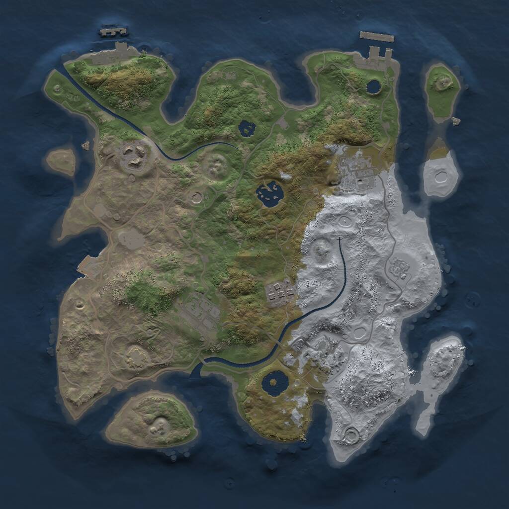 Rust Map: Procedural Map, Size: 3000, Seed: 9516823, 12 Monuments