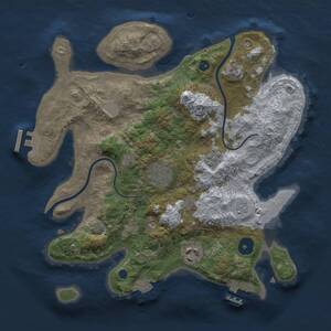 Thumbnail Rust Map: Procedural Map, Size: 3000, Seed: 1752601788, 9 Monuments