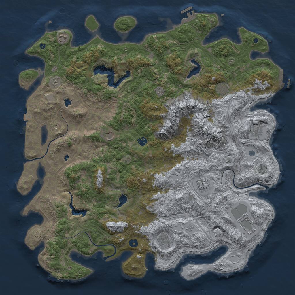 Rust Map: Procedural Map, Size: 5000, Seed: 694819670, 17 Monuments