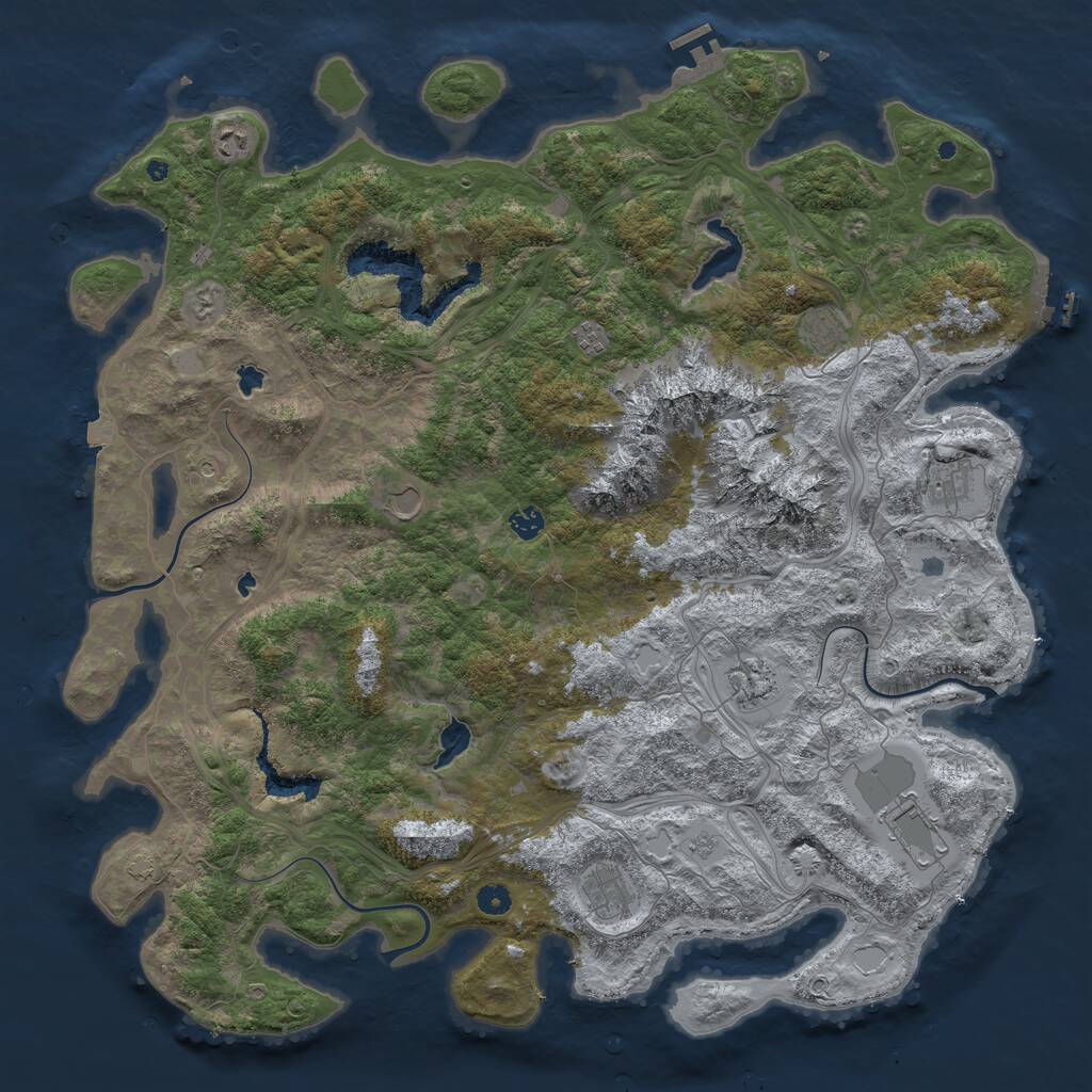 Rust Map: Procedural Map, Size: 5000, Seed: 694819670, 15 Monuments