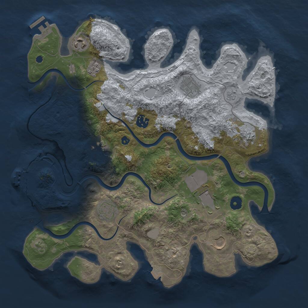 Rust Map: Procedural Map, Size: 3600, Seed: 1086, 17 Monuments