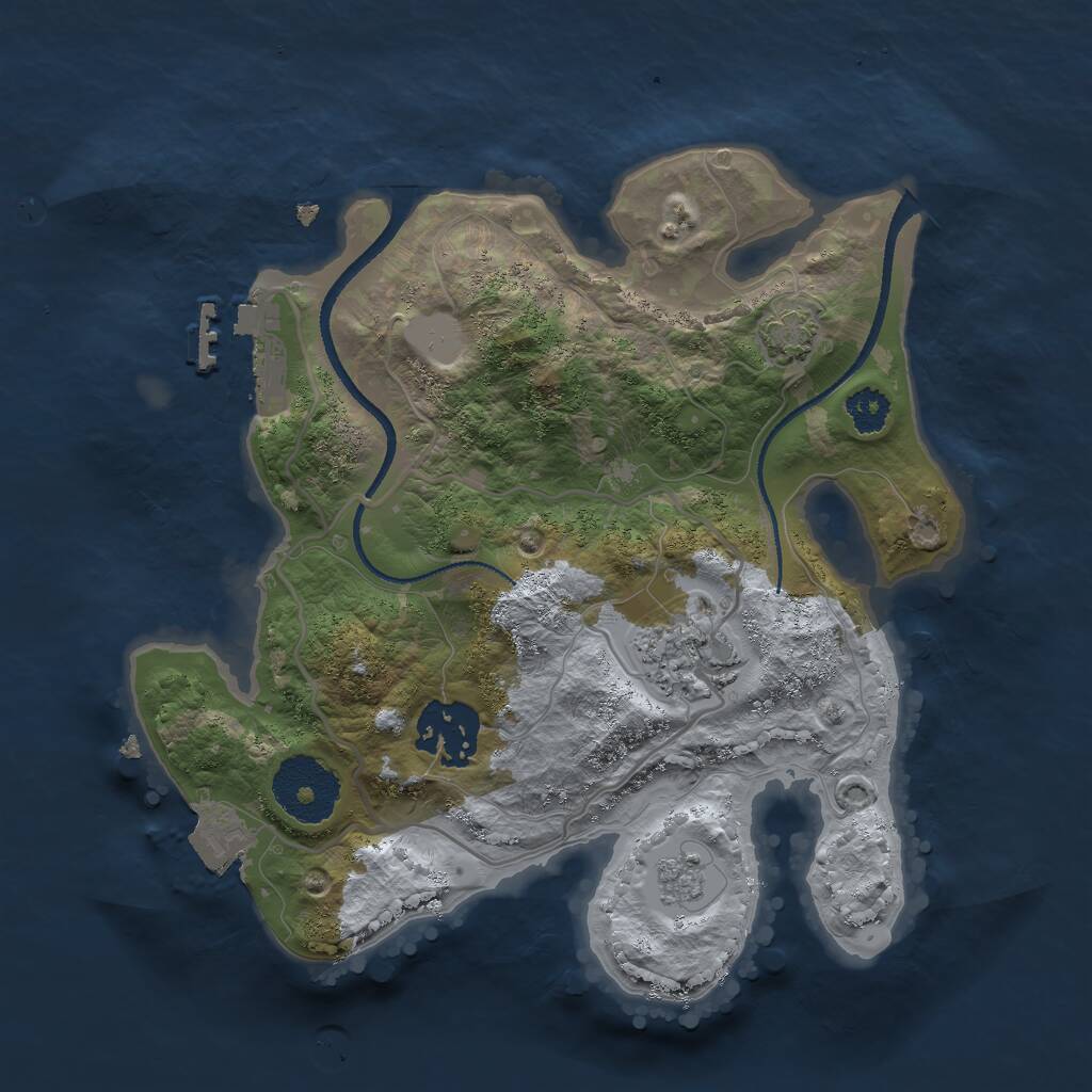 Rust Map: Procedural Map, Size: 2500, Seed: 204134357, 6 Monuments