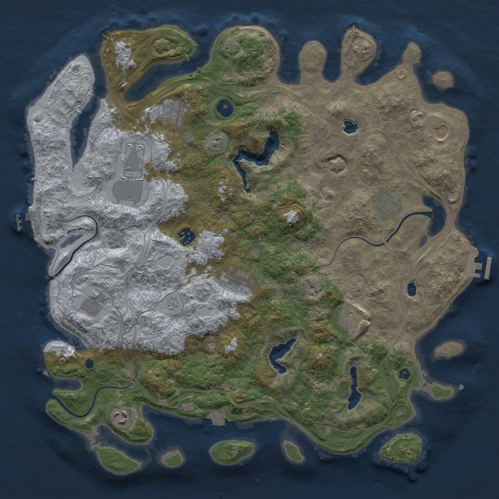 Rust Map: Procedural Map, Size: 4500, Seed: 84902023, 16 Monuments