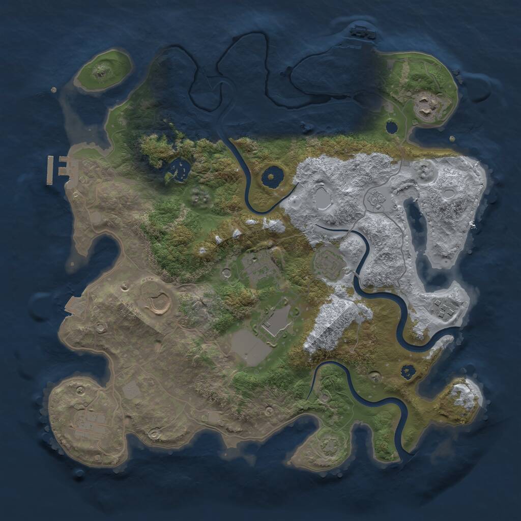 Rust Map: Procedural Map, Size: 3600, Seed: 1077, 14 Monuments