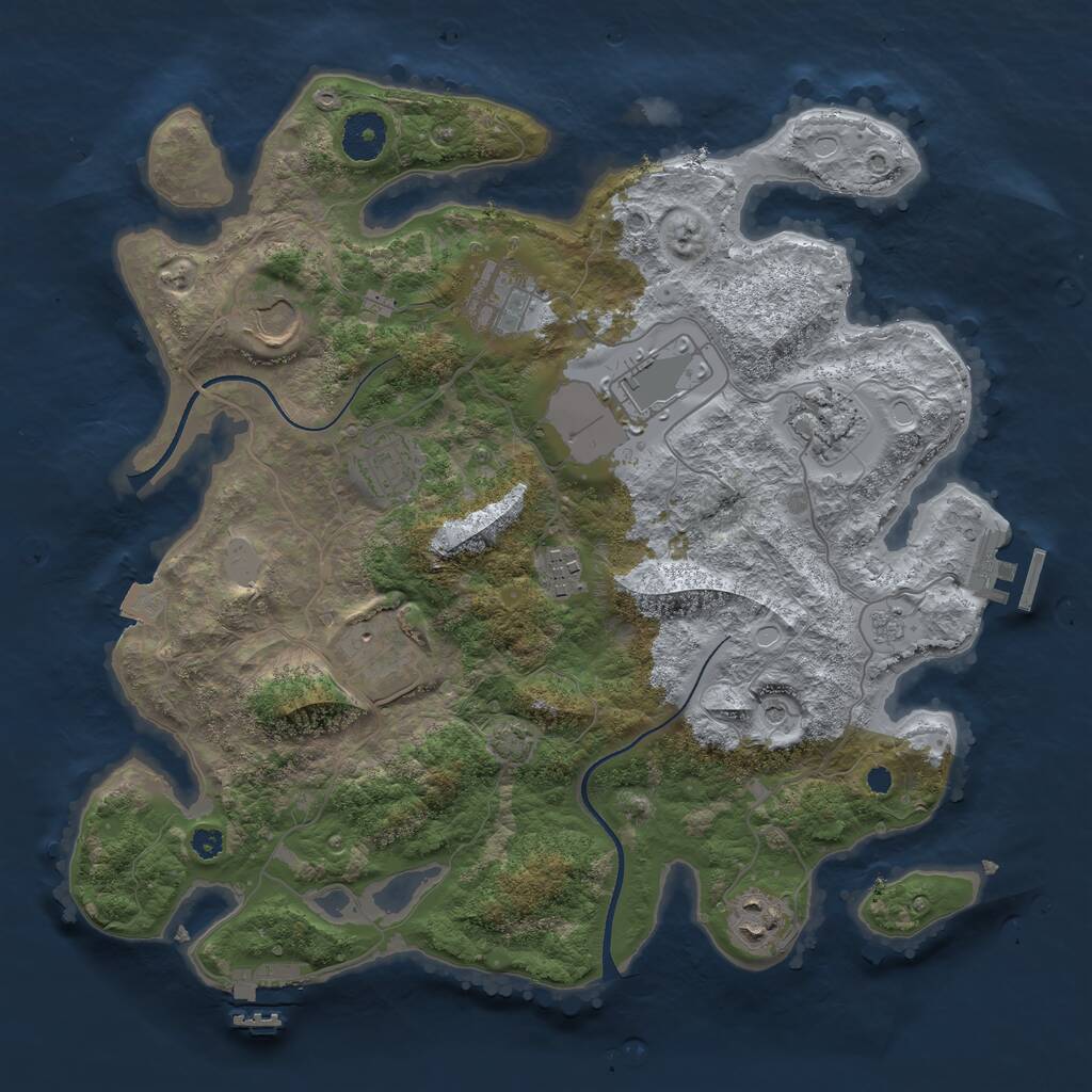 Rust Map: Procedural Map, Size: 3500, Seed: 1823259534, 14 Monuments