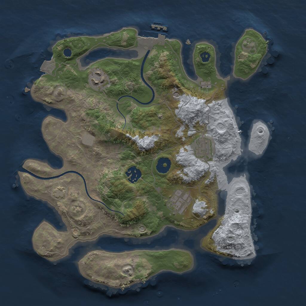 Rust Map: Procedural Map, Size: 3000, Seed: 93817, 8 Monuments