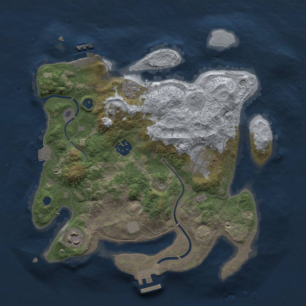 Rust Map: Procedural Map, Size: 3000, Seed: 886787, 10 Monuments