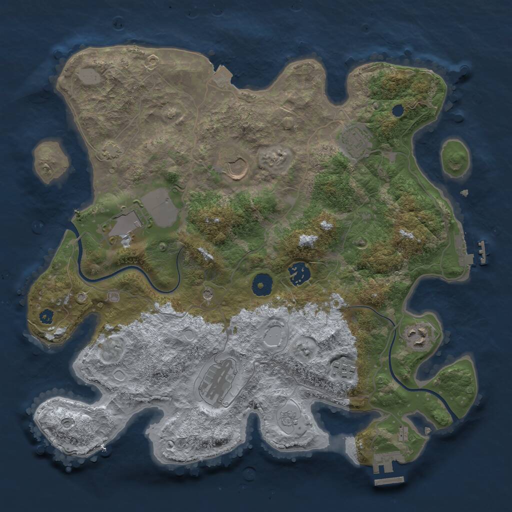 Rust Map: Procedural Map, Size: 3500, Seed: 96734, 13 Monuments