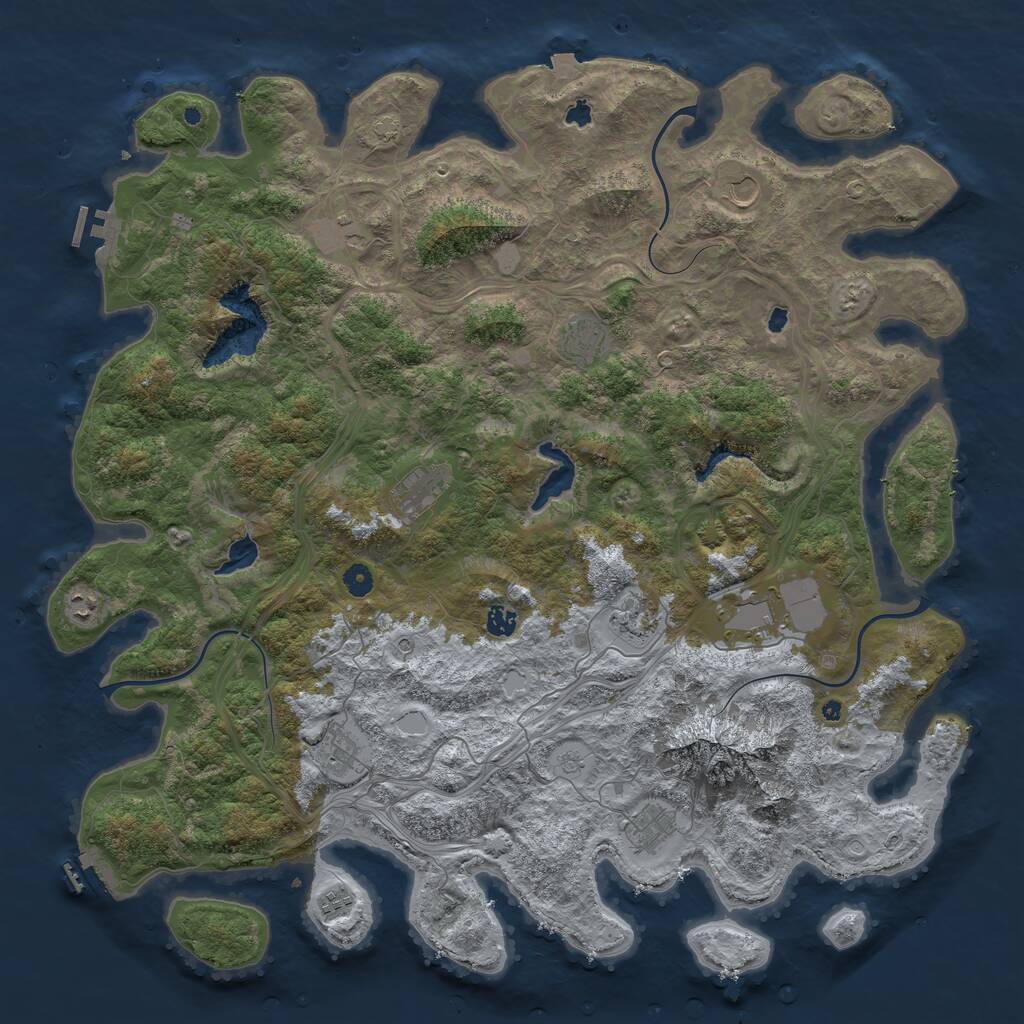 Rust Map: Procedural Map, Size: 5000, Seed: 294955090, 17 Monuments