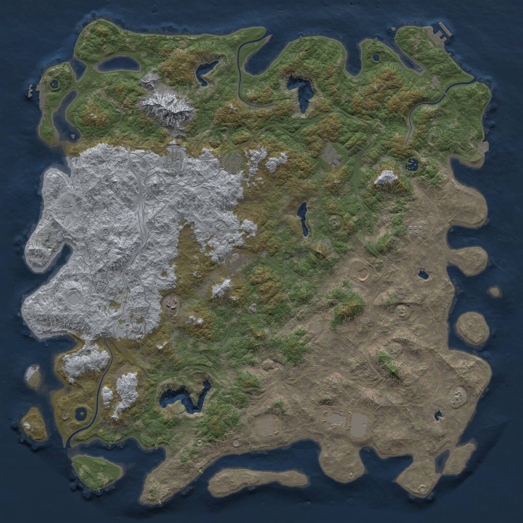Rust Map: Procedural Map, Size: 6000, Seed: 115873158, 17 Monuments
