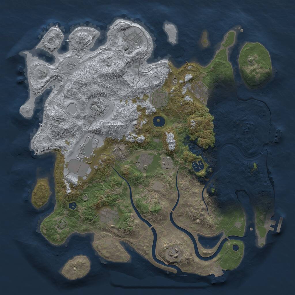 Rust Map: Procedural Map, Size: 3800, Seed: 930303080, 16 Monuments