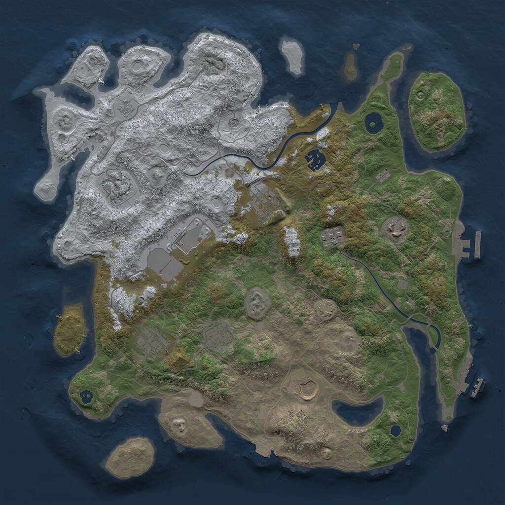 Rust Map: Procedural Map, Size: 3800, Seed: 930303080, 15 Monuments