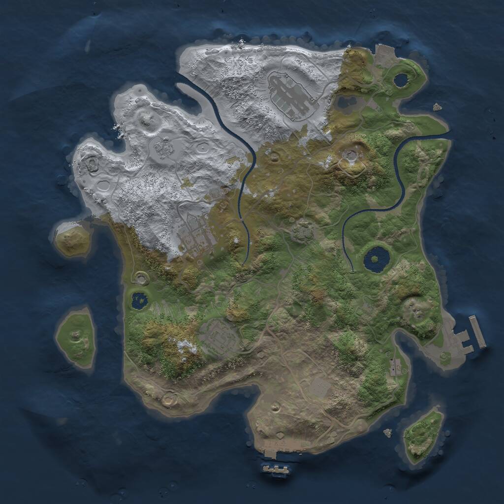 Rust Map: Procedural Map, Size: 3000, Seed: 46200493, 9 Monuments