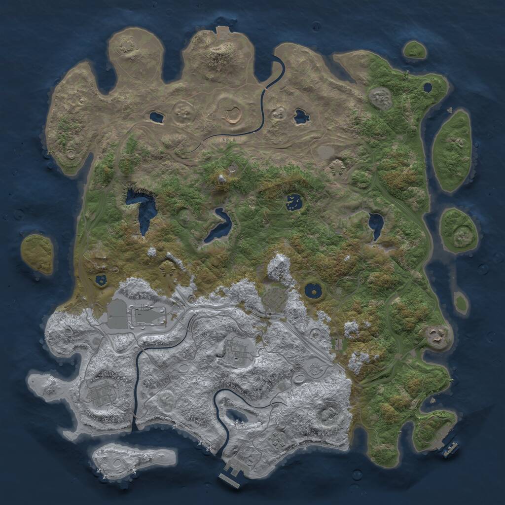 Rust Map: Procedural Map, Size: 4500, Seed: 820471590, 14 Monuments