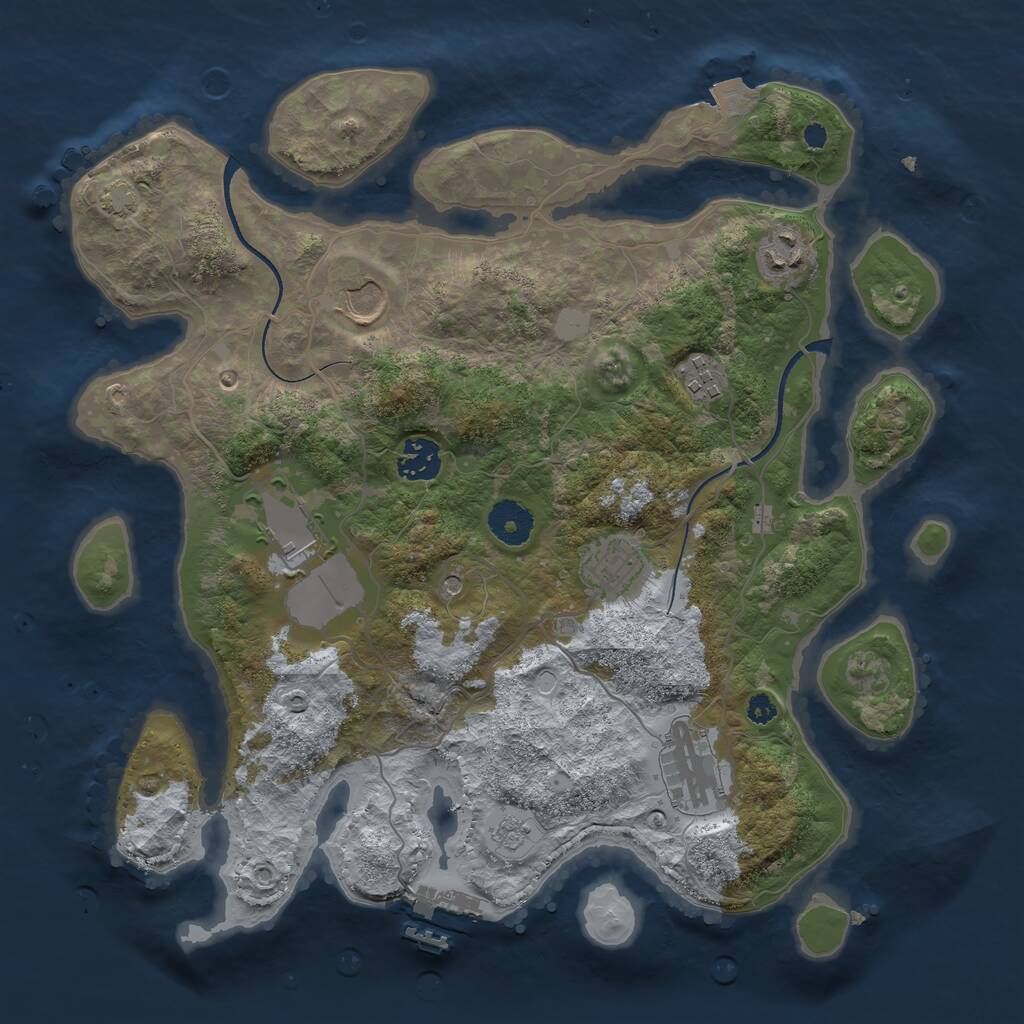 Rust Map: Procedural Map, Size: 3500, Seed: 2145400485, 12 Monuments