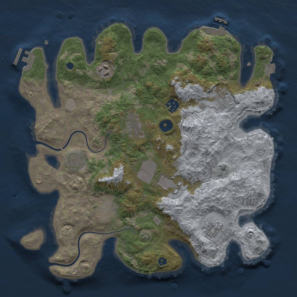 Rust Map: Procedural Map, Size: 3500, Seed: 503360236, 14 Monuments