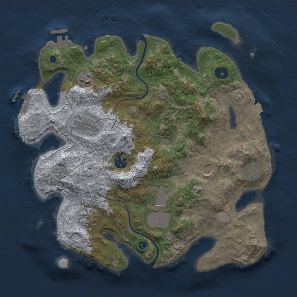 Rust Map: Procedural Map, Size: 3500, Seed: 2005824005, 15 Monuments