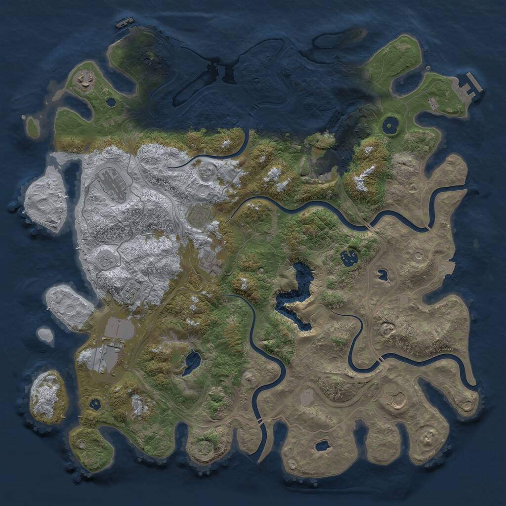 Rust Map: Procedural Map, Size: 4500, Seed: 874060601, 16 Monuments
