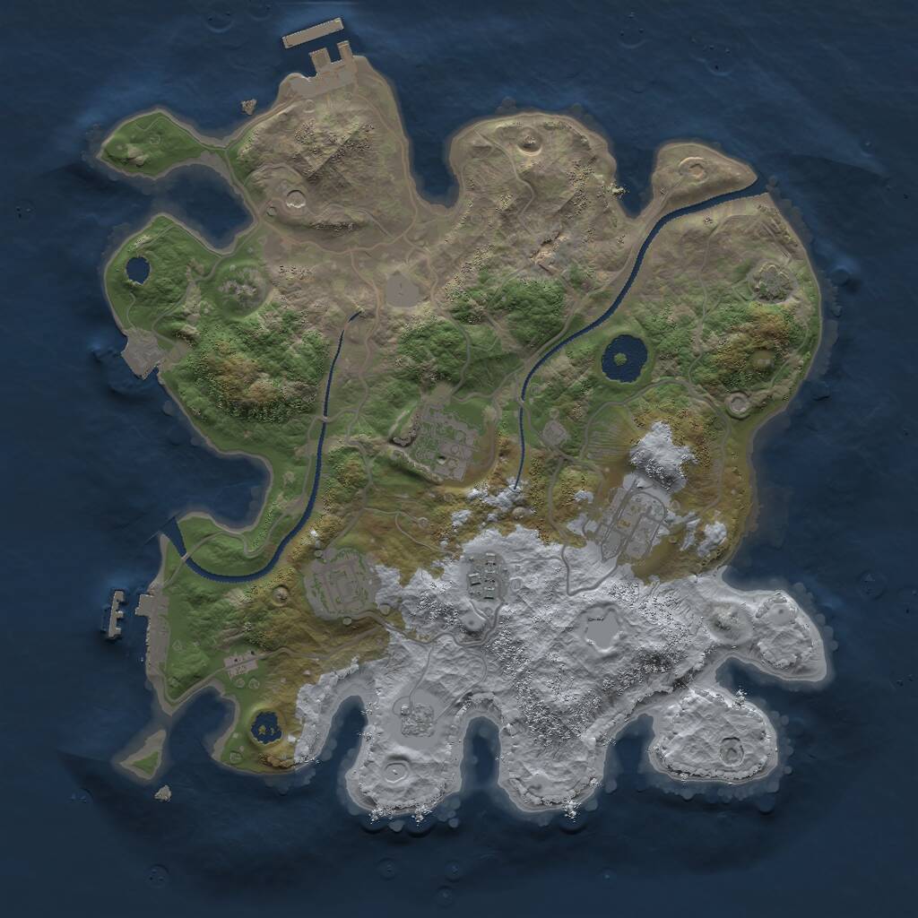 Rust Map: Procedural Map, Size: 3000, Seed: 1453883371, 10 Monuments