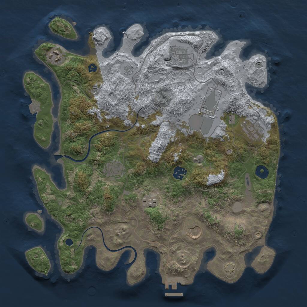 Rust Map: Procedural Map, Size: 3500, Seed: 748482100, 13 Monuments