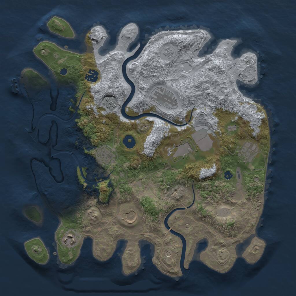 Rust Map: Procedural Map, Size: 3500, Seed: 748482100, 13 Monuments